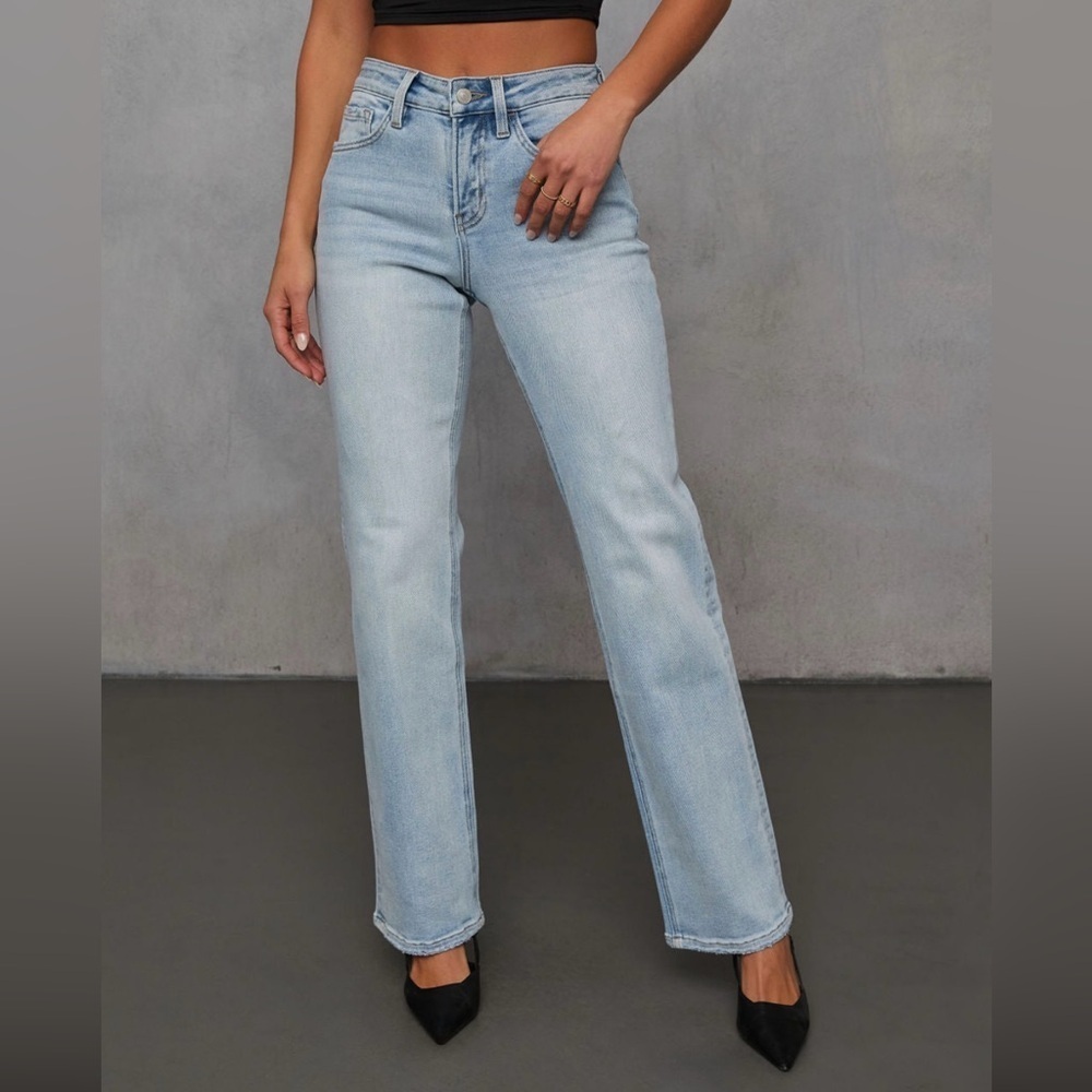 VICI x Lovervet -  Super Stretch - High Rise - Slim Wide Leg Jeans